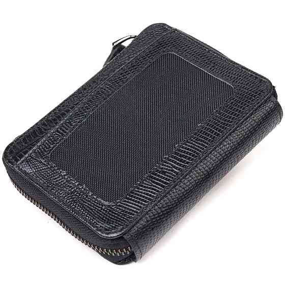 Практичное портмоне из натуральной фактурной кожи Черное (CANPELLINI) Киев