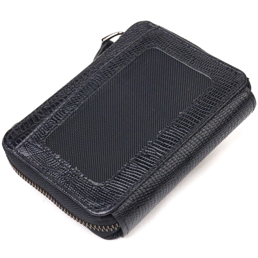 Практичное портмоне из натуральной фактурной кожи Черное (CANPELLINI) Киев - изображение 6