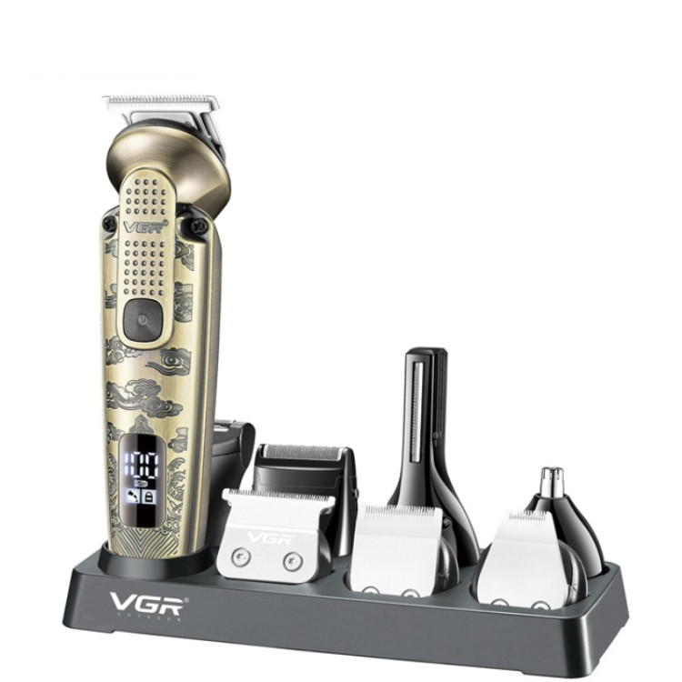 Машинка для стрижки волос VGR V-103 (8 в 1) LCD для бороды и носа + подставка Бронза Винница - изображение 4