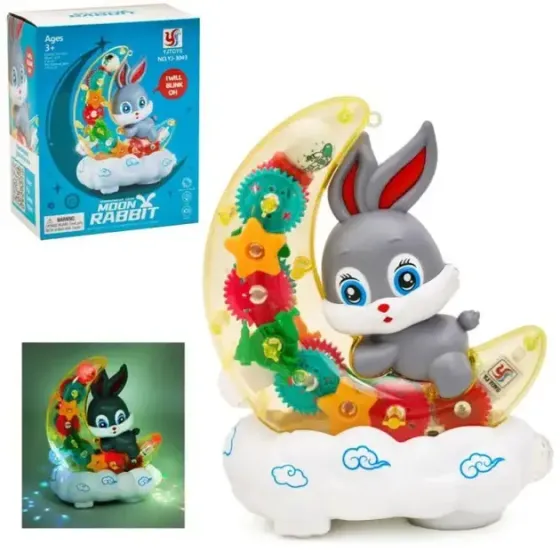 Музыкальная игрушка-ночник Зайчик на месяц YJ3043 Коломыя