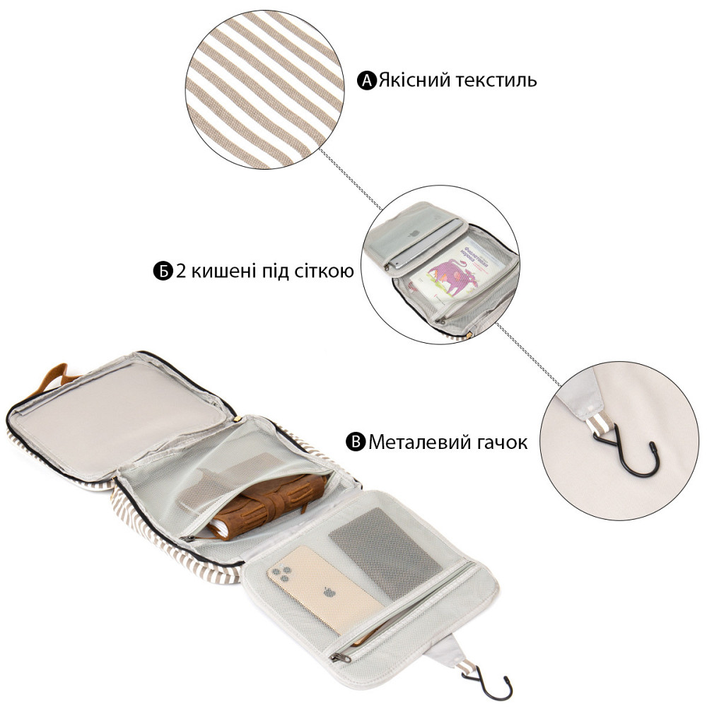 Сумка органайзер для подорожей текстильна Біла (Vintage) Київ - фото 9
