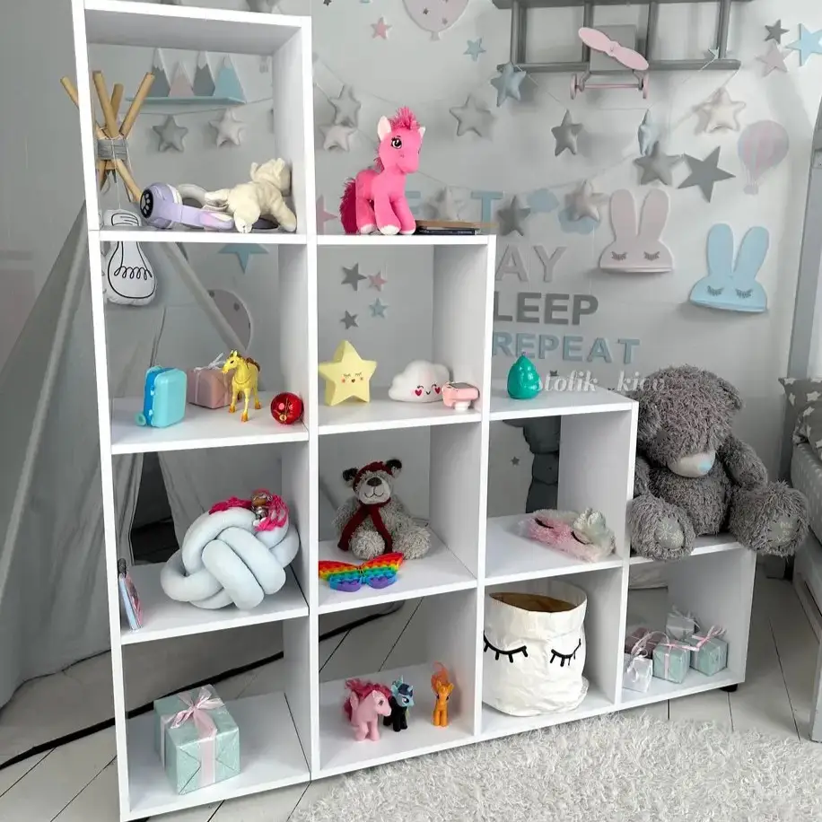 Дитячий стелаж Пірамідка полиця для книг та іграшок (4 яруси) Білий Вінниця - фото 2