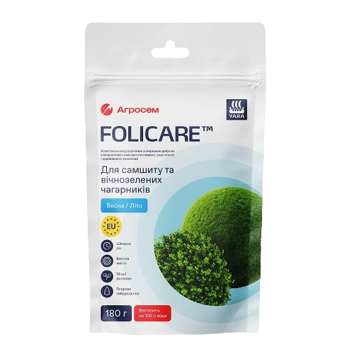 Добриво для самшиту і вічнозелених чагарників мінеральне 180гр Весна-Літо Yara Folicare Житомир
