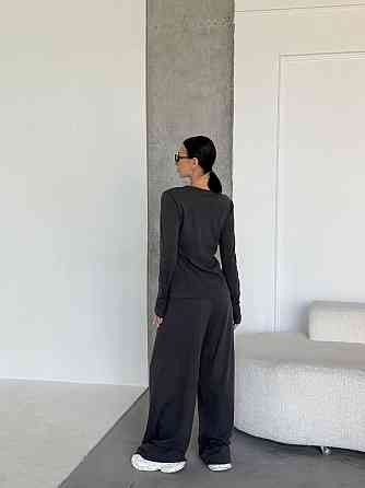 Женский теплый базовый костюм двойка из турецкого микрофлиса Графит Одесса