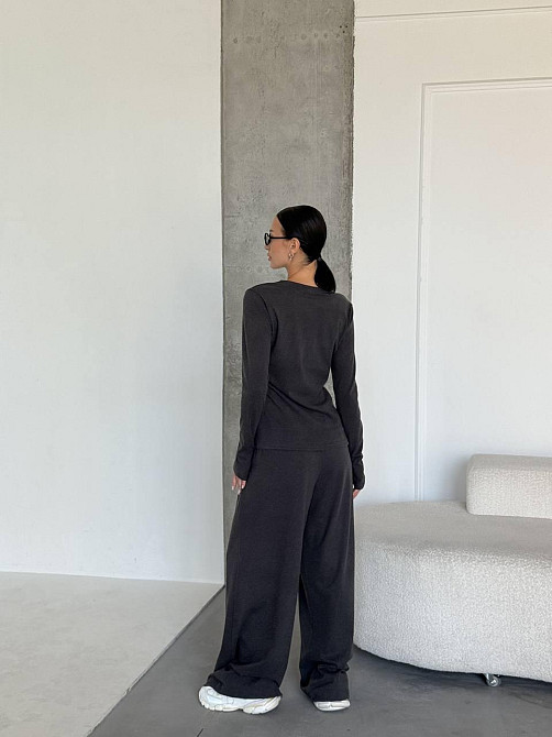 Жіночий теплий базовий костюм-двійка з турецького мікрофлісу Графіт Одеса - фото 6