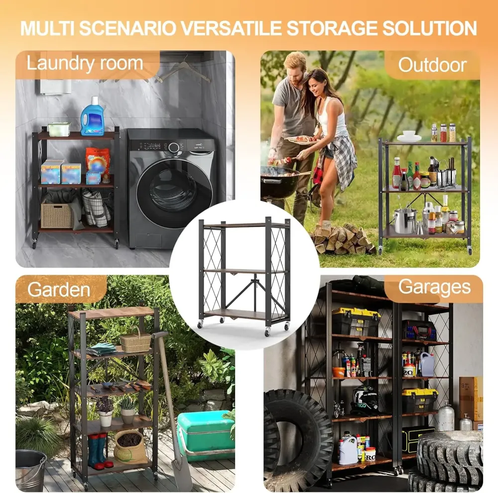 Стеллаж трехъярусный универсальный из нержавеющей стали/ Раскладной органайзер-стеллаж 66x34x88 см Коломия - фото 5