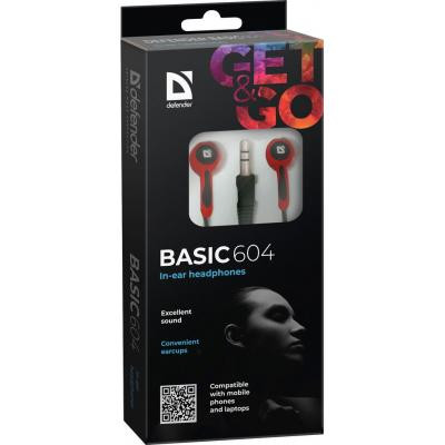 Наушники Defender Basic 604 Black-Red (63605) Винница - изображение 3