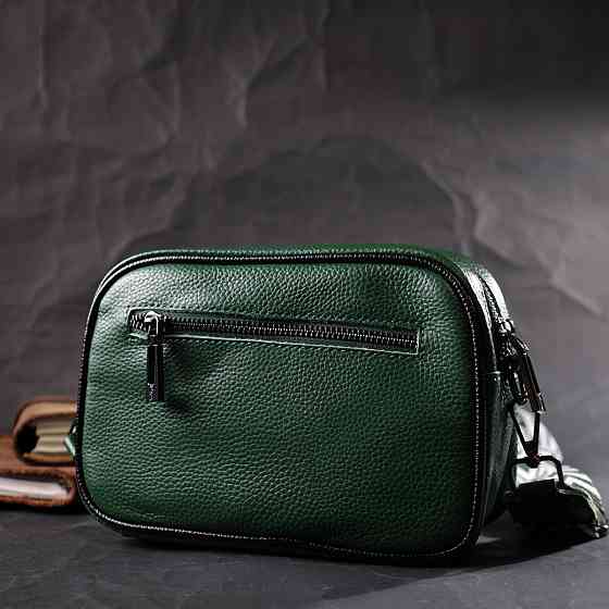 Сумка через плече на одне відділення з натуральної шкіри Vintage 22384 Зелена Київ