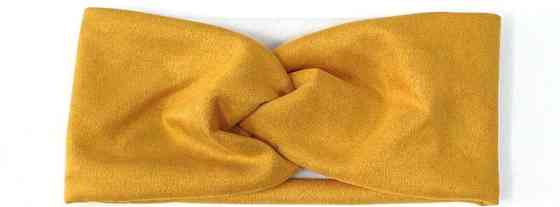 Повязка женская замш на флисе горчичная Киев