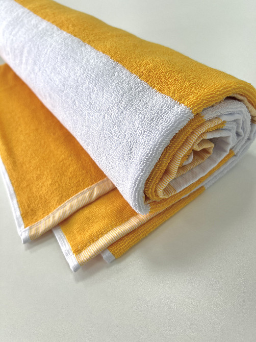Пляжний рушник Ideal Textile махровий в смужку 90х170см (56860346) жовта смужка Чернівці - фото 2