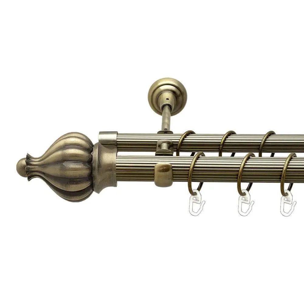 Карниз Orvit Таджа металевий дворядний відкритий рифлена труба кільце металеве Антик 25\19 мм 160 см Львов - изображение 1