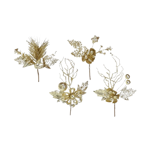 Декоративний букетик, 11см, колір - золотий гліттер, 4 дизайни Житомир