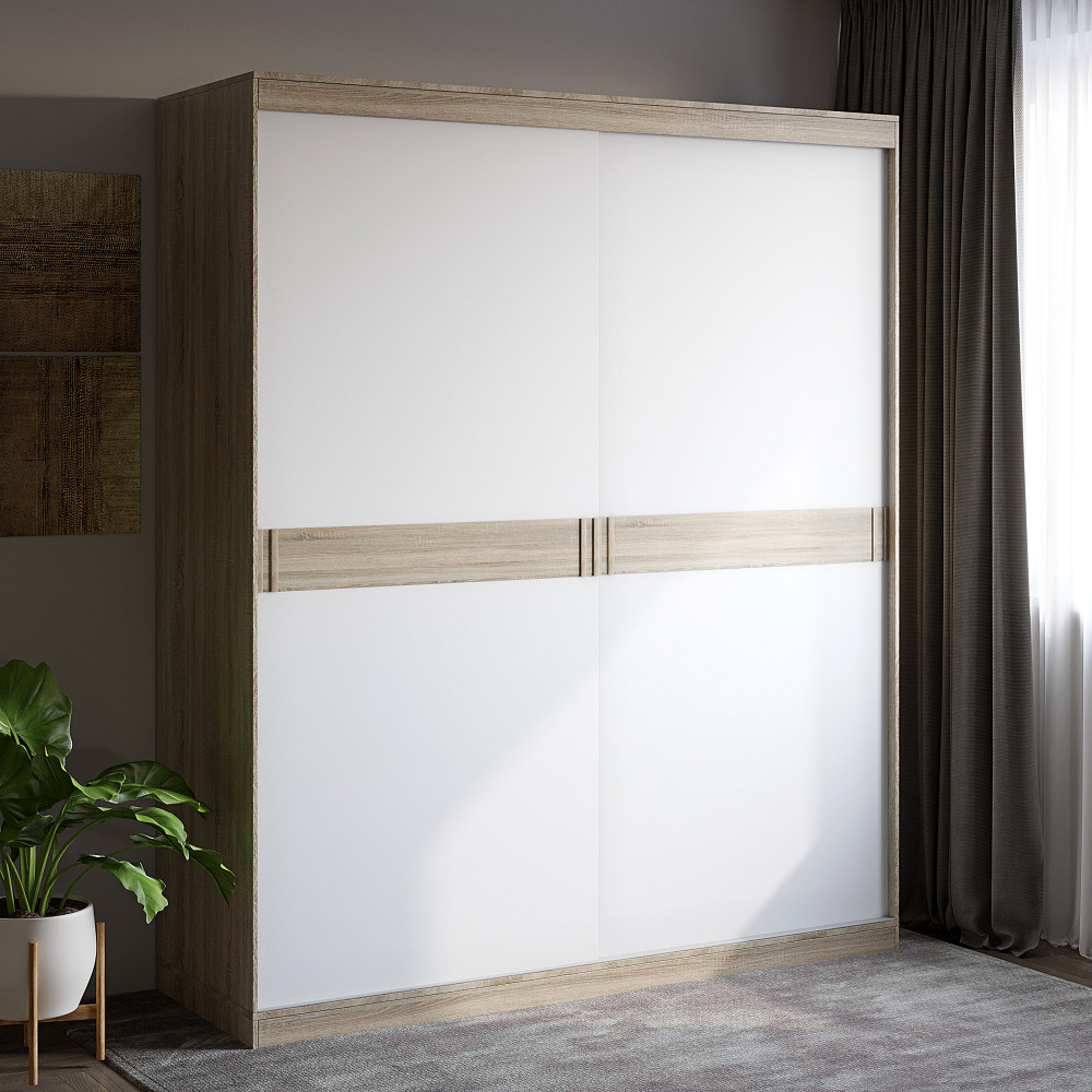 Шафа-купе Еверест Соната 1800 дводверна 180х60х217 дуб сонома+білий (DTM-2398) Дніпро - фото 1