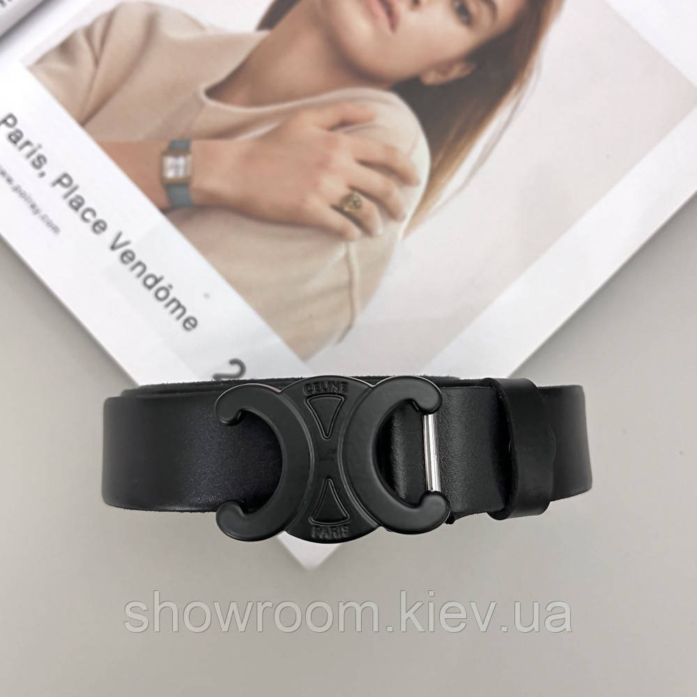 Женский кожаный ремень Celine black (3 cм) Киев - изображение 2