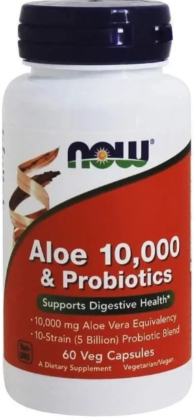 Алоэ вера 10000 и пробиотики Now Foods Aloe & Probiotics 60 вег капс Киев - изображение 1