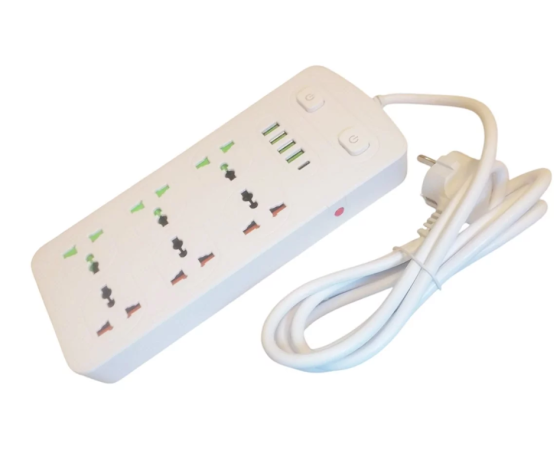 Подовжувач мережевий AR-CP05, 6 розеток, 4 USB, Type-C, 2 м, білий Винница
