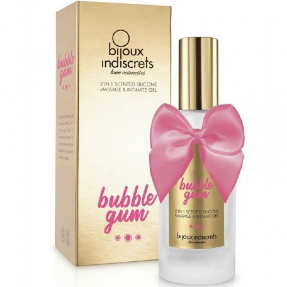 Массажный гель-лубрикант 2 в 1 на силиконовой основе Bijoux Bubblegum с ароматом жвачки, 100 мл Sex Aura Киев - изображение 1