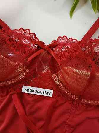 Корсет із стрінгами Obsessive Rosalyne S-M бордовий Славута