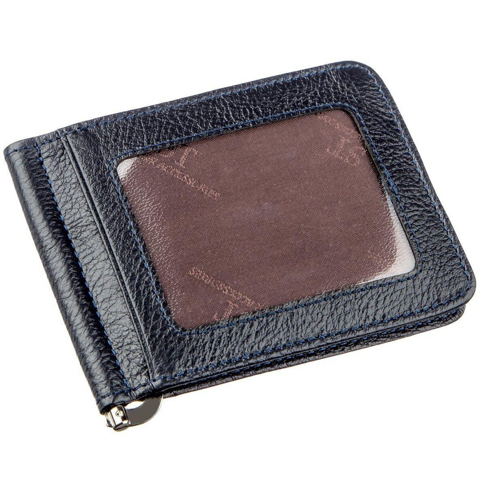 Чоловічий шкіряний затискач для грошей на магніті синій (ST Leather) Київ - фото 17