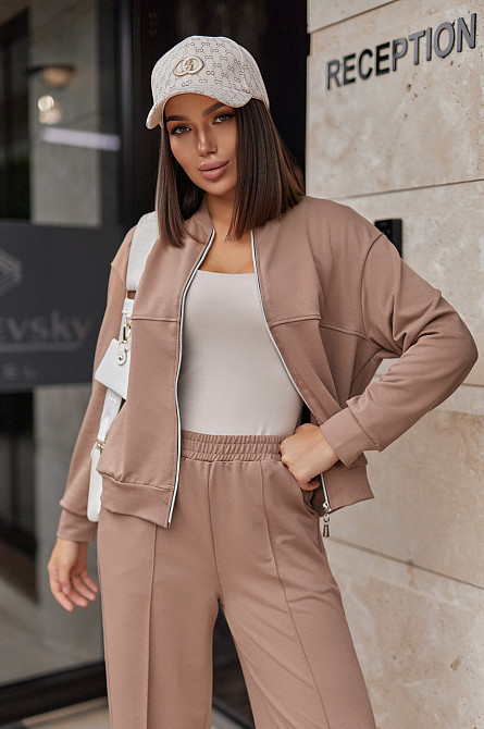 Жіночий трикотажний костюм зі штанами палаццо "Alicante"  | Норма і батал Капучіно, 46-48 Київ - фото 2