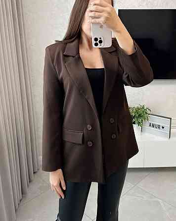 Женский классический пиджак прямого кроя костюмка + подкладка Шоколад, 42 Одесса