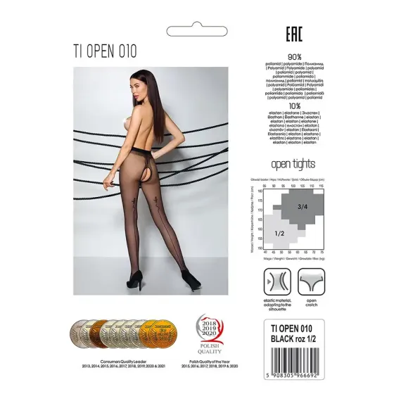 Колготки з відкритим доступом, контрастна лінія Passion TIOPEN 010 1/2 (20 den), black Львов