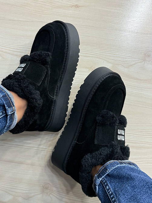 Ботинки женские Hengji 720-1 угги замшевые на меху с липучкой черные, 38, 24 см Киев - изображение 12