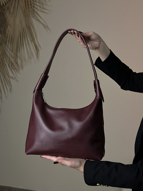 Сумка женская кожаная большая бордовая, базовая сумка, стильная сумка шопер, мяграя сумка на плечеMasterSem Киев - изображение 3