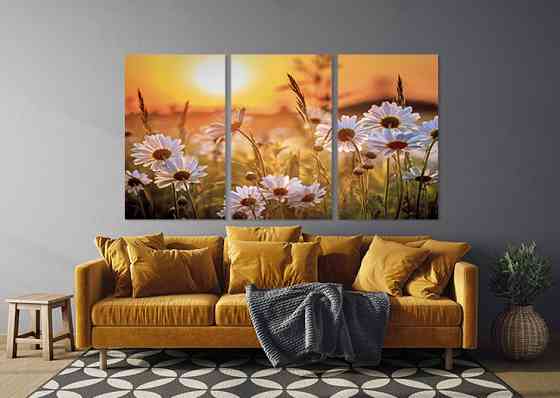 Модульная картина в гостиную / спальню  Поле Ромашок       ART-311_3A 100х150 см Киев