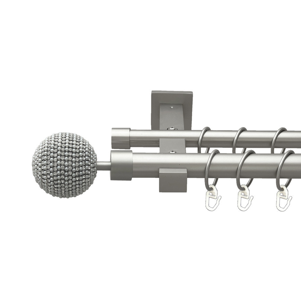 Карниз Orvit Карера металевий дворядний техно гладка труба кільце металеве Сатин 25\19 мм 300 см (00-00026384) Львов - изображение 1
