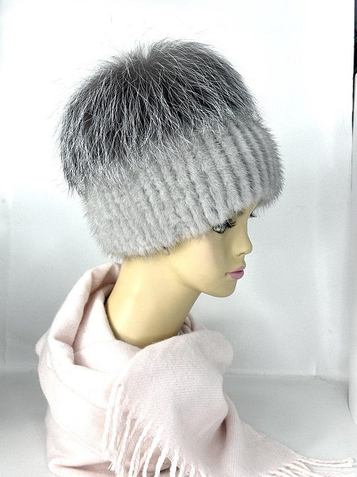 Женская норковая шапка кубанка Джесика Серый Харьков - изображение 3