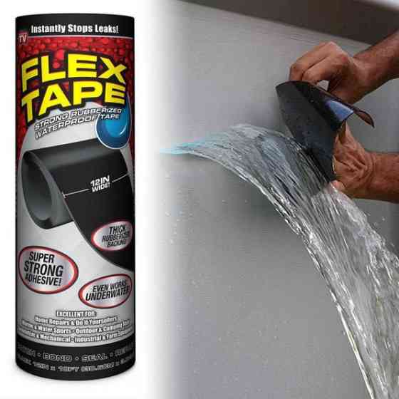 Водонепроницаемая черная ремонтная лента FLEX TAPE 150x30 см Киев