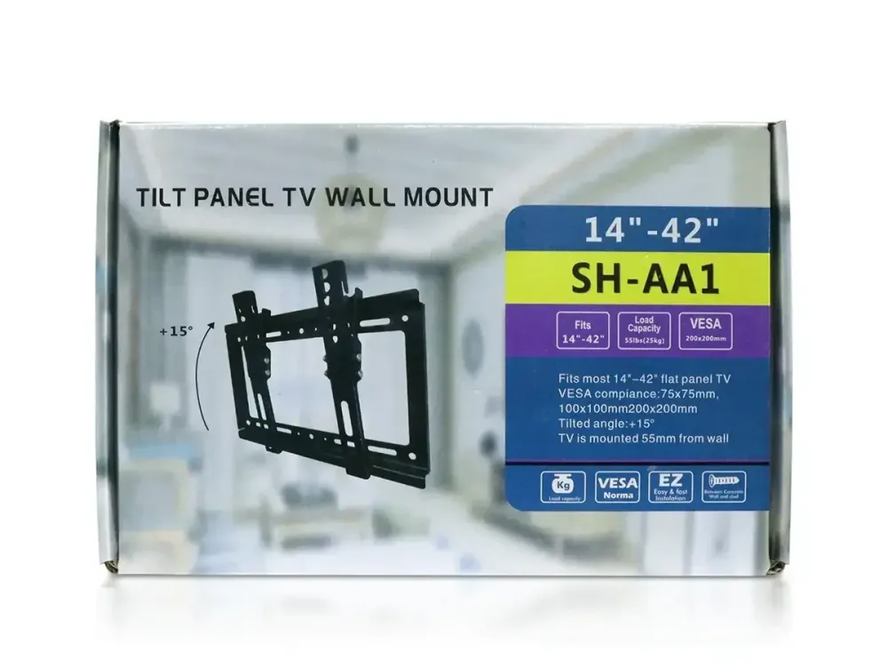 Настінне кріплення для ТБ з діагоналлю від 14" до 42", до 25 кг, кут нахилу,±15 градусів Одеса - фото 1