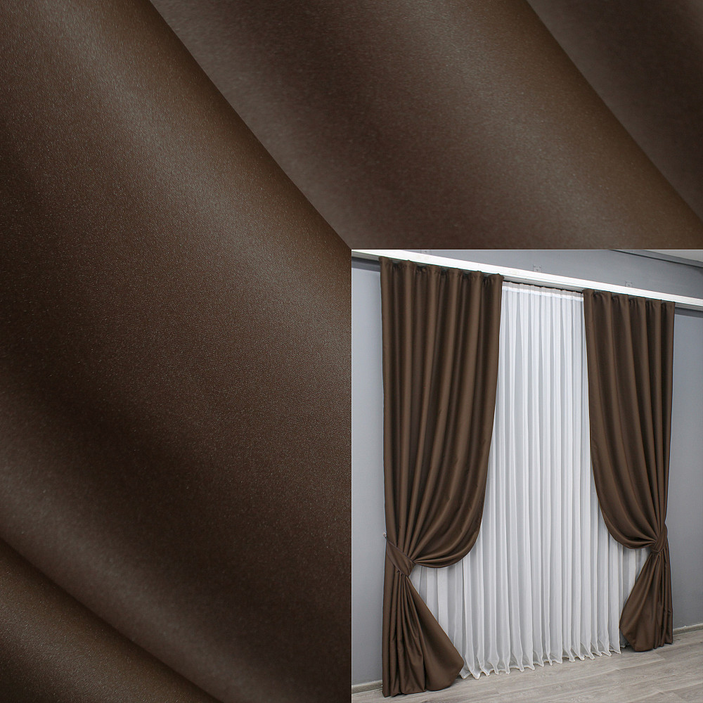 Комплект готових штор VR-Textil Блекаут Midnight № 1677ш Коричневий 200х270 см 2 шт (32-432) Київ - фото 1