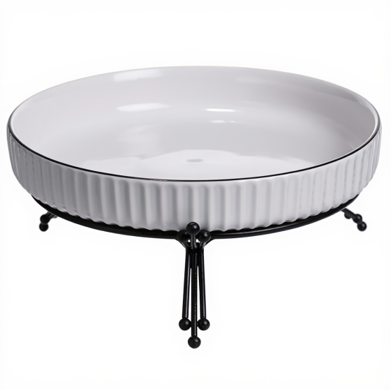 Фруктовница фарфоровая на металлической подставке 22,5 см Черный LB-1571B Киев