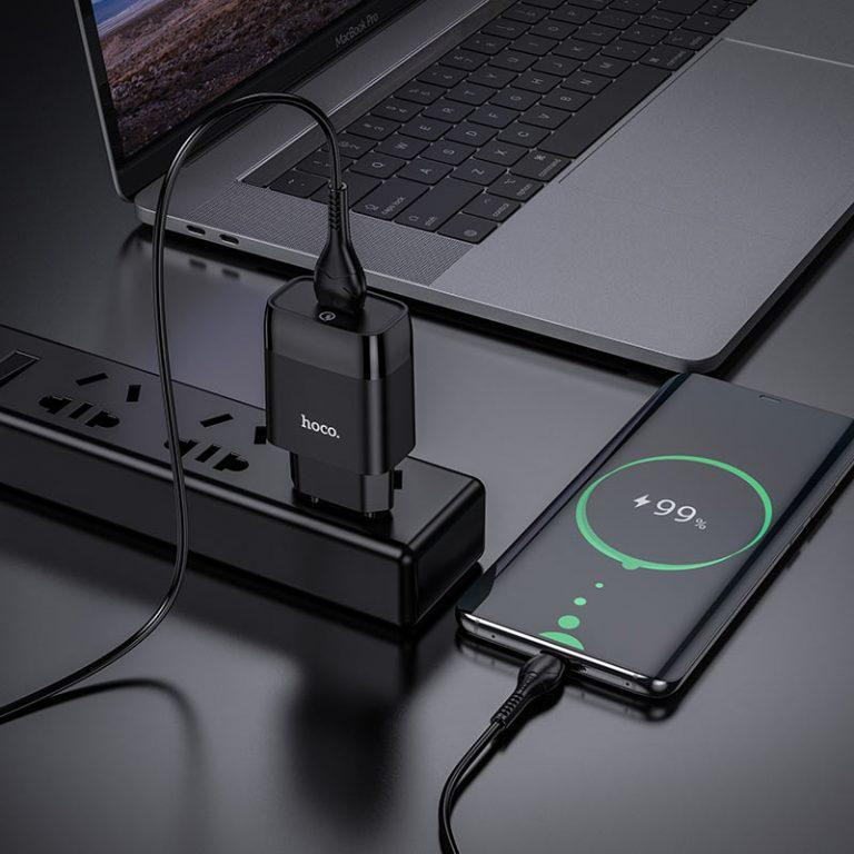 Сетевое зарядное устройство HOCO C72Q Glorious single port QC3.0 charger set, цвет черный 6931474732545 Одесса - изображение 6