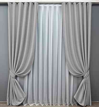 Комплект готовых штор VR-Textil Блэкаут двусторонний Eclipsе № 1792ш Серый 100х270 см 2 шт (31-834) Киев