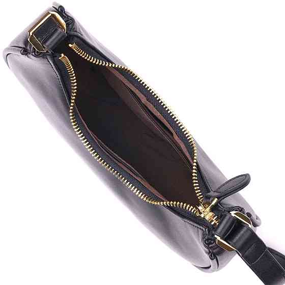 Модна жіноча сумка-хобо з натуральної гладкої шкіри 21288 Vintage Чорна Київ