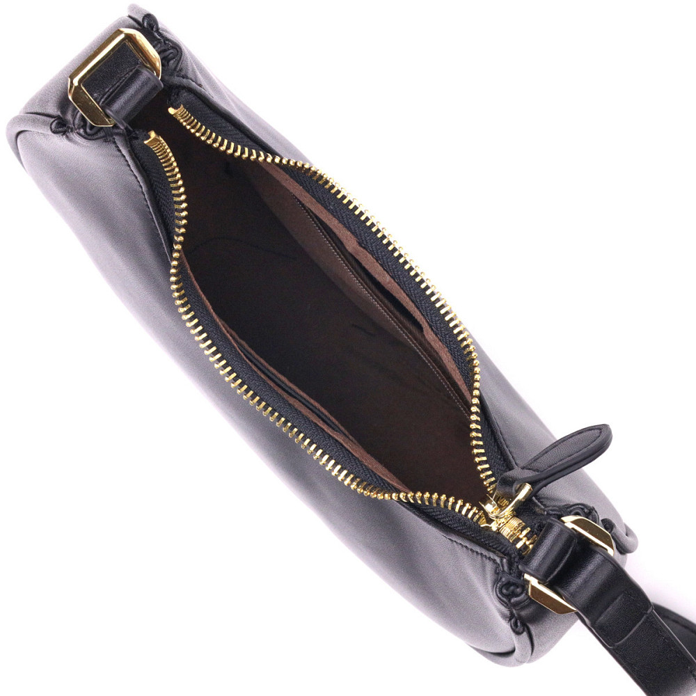 Модна жіноча сумка-хобо з натуральної гладкої шкіри 21288 Vintage Чорна Київ - фото 6