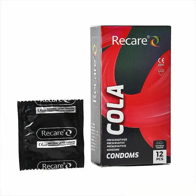 Презервативи Holographic Recare Cola Dotted&Ribbed Condoms 12шт, з пухирцями і ребрами, аромат: Кола Львів - фото 1