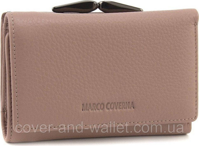 Кожаный женский кошелек пудрового цвета с монетницей на защелке Marco Coverna W 003 Киев - изображение 1