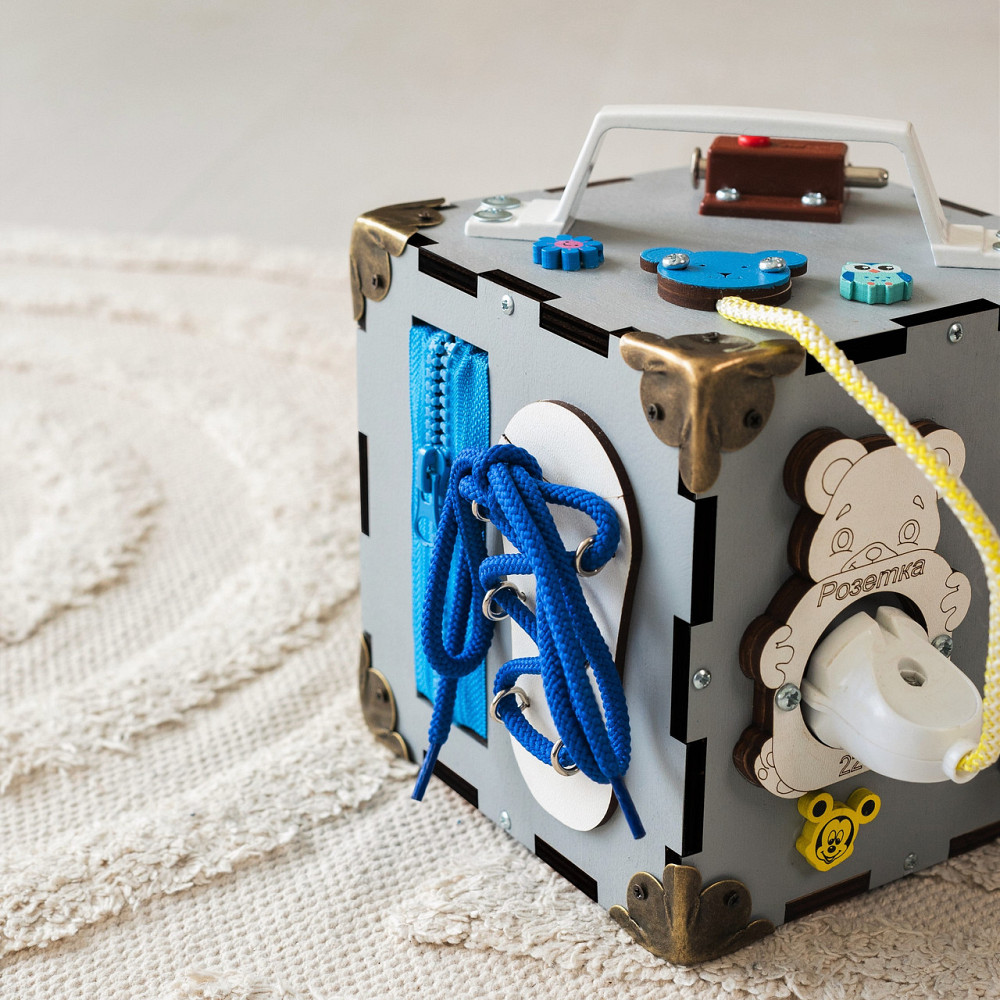 Маленький Бізікуб 15*15*15 Сірий дитячий куб Мінібізикуб для хлопчика Бізіборд Тернопіль - фото 7