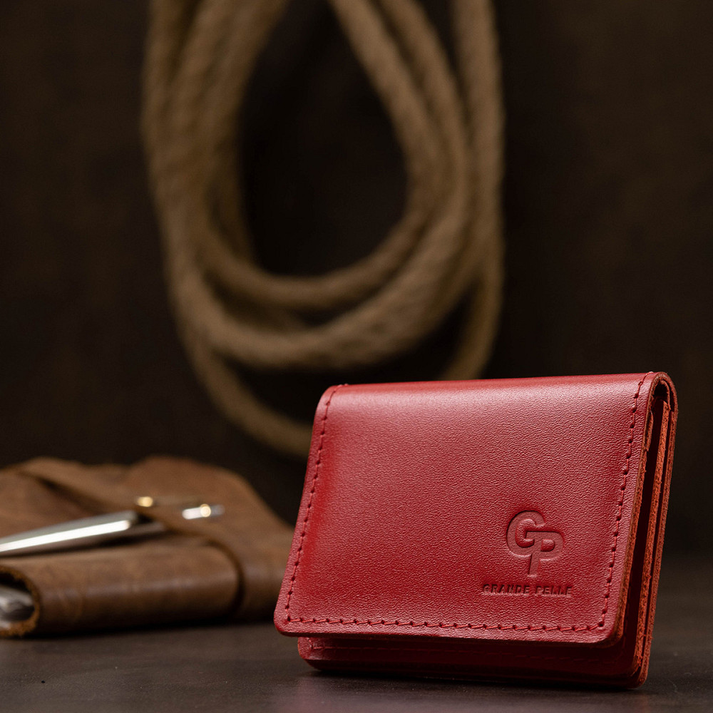 Кожаная женская обложка для автодокументов GRANDE PELLE 11402 Красный Киев - изображение 4