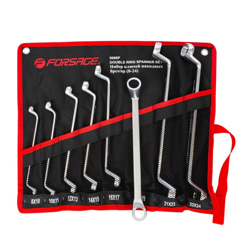 Набір ключів відкинутих накидних на 75гр.,8пр.(8х10,10х11,12х13,14х15,16х17,18х19,21х23,22х24мм),на Одеса - фото 1