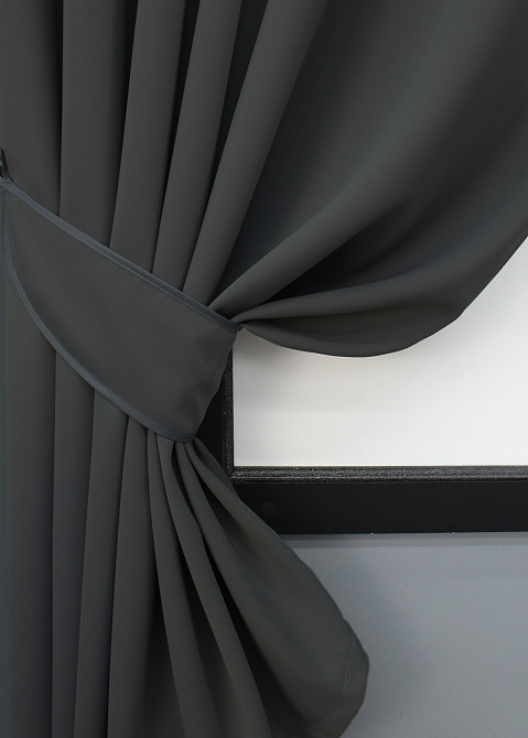 Комплект штор коротких VR-Textil Блэкаут Midnight № 1399ш 140х170 см 2 шт Графитовый (35-0159) Киев - изображение 3