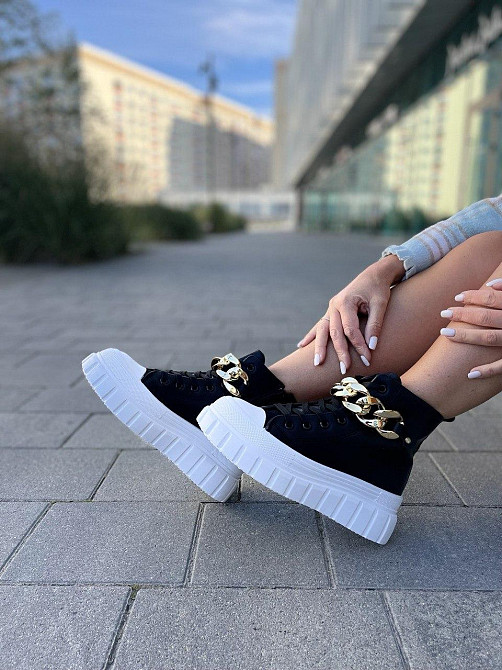 Кеды женские черные эко-шкира высота 11см подошва 4см размеры 37-41 (4758) Коломия - фото 7