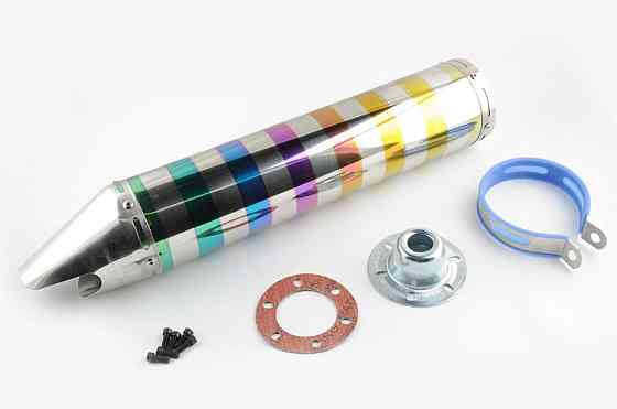 Глушитель (тюнинг) 420*10 см, креп. Ø78mm (нержавейка, зебра, цветной, прямоток, mod:6) Мукачево