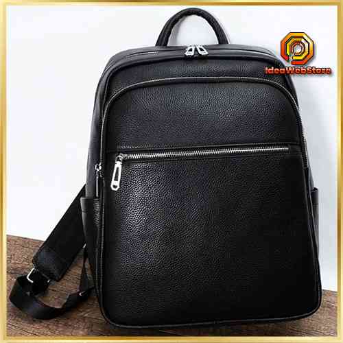 Городской мужской рюкзак из натуральной кожи стильный черного цвета для мужчины удобный Tiding Bag Киев