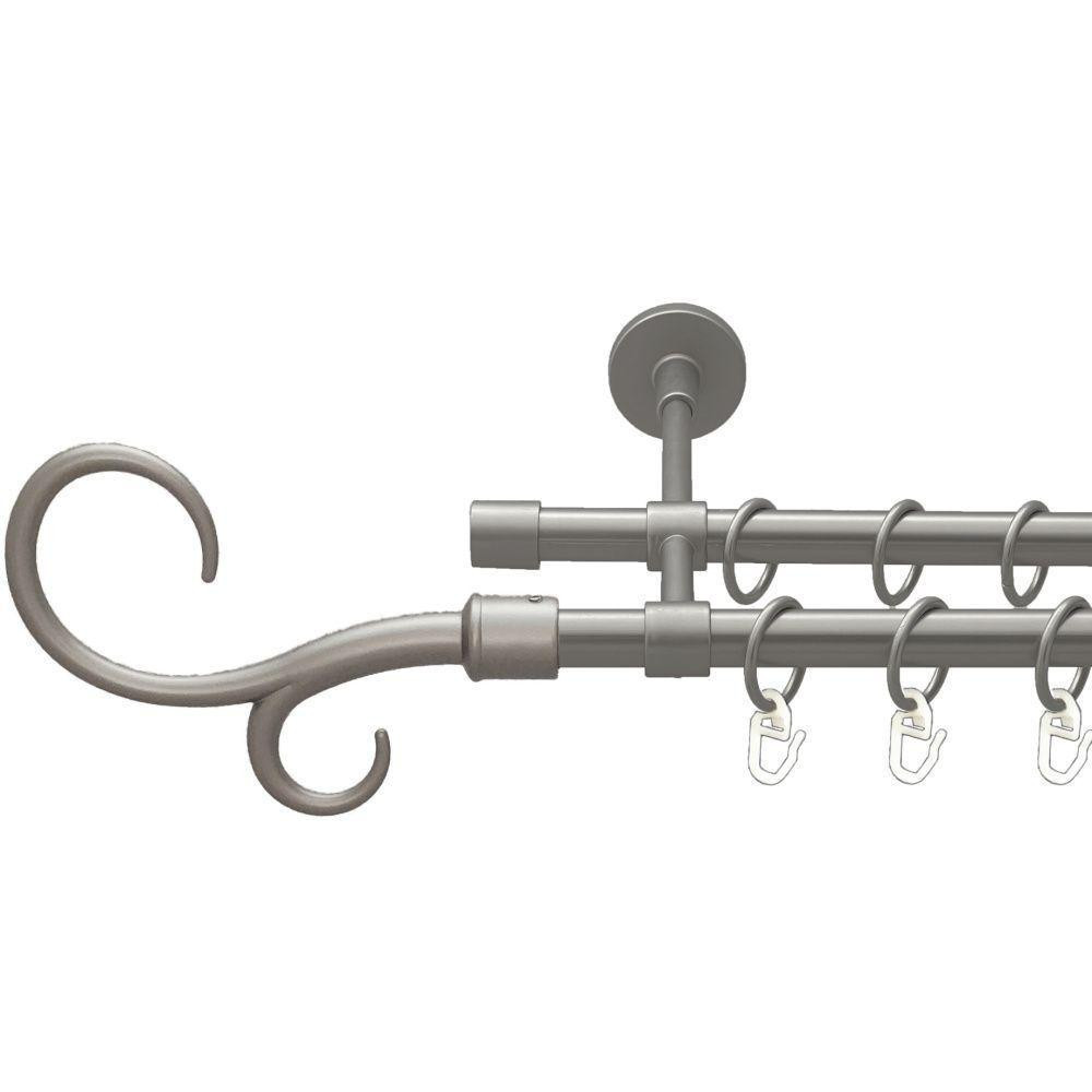 Карниз Orvit Гак Подвійний металевий дворядний закритий гладка труба кільце металеве Сатин 16\16 мм 300 см (00-00022588) Львів - фото 1