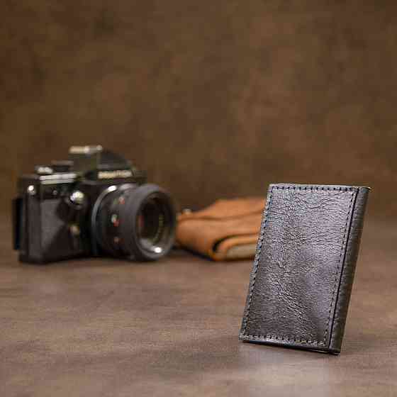 Кожаная небольшая визитница GRANDE PELLE 11501 Черный Киев